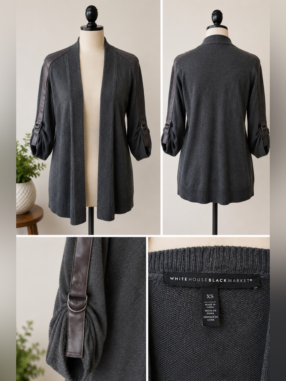 Charcoal Gray Open Front Sweater